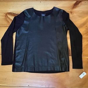 Majestic Paris for Neiman Marcus Leather and Viscose Top